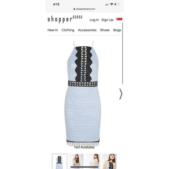 TOPSHOP Crotchet Lace Mini Dress Size 6 Light Blue Trim Contrast - Picture 3 of 12